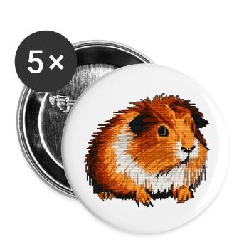 Meerschweinchen in 8 Bit Pixel Optik - Buttons klein 25 mm (5er Pack) - Weiß - Vorne