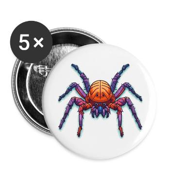 Araignée colorée en plusieurs couleurs - Lot de 5 petits badges (25 mm) - blanc - Devant