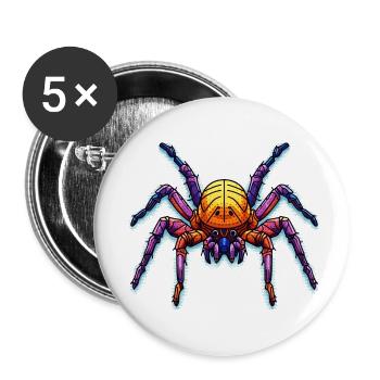 Animal comme araignée domestique colorée et colorée - Lot de 5 petits badges (25 mm) - blanc - Devant