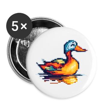 Small duck in 8 bit retro pixel graphics - Buttons small 1''/25 mm (5-pack) - white - Front