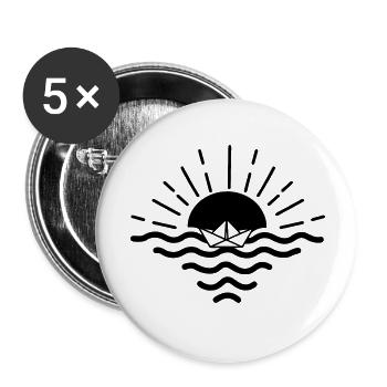 Sonnenuntergang auf dem Papierboot - Buttons klein 25 mm (5er Pack) - Weiß - Vorne