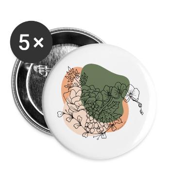 Blumenstrauß - Orchidee, Frühling, Pfingstrose - Buttons klein 25 mm (5er Pack) - Weiß - Vorne