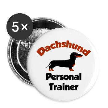 Dachshund - Personal Trainer - Buttons small 1''/25 mm (5-pack) - white - Front
