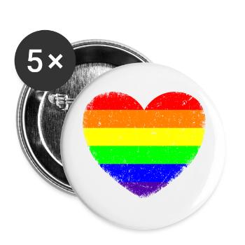 Cœur LGBTQ | Dans un style vintage - Lot de 5 petits badges (25 mm) - blanc - Devant