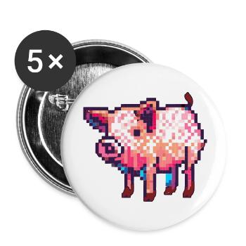 8 bit pig in retro pixel graphic - Buttons small 1''/25 mm (5-pack) - white - Front