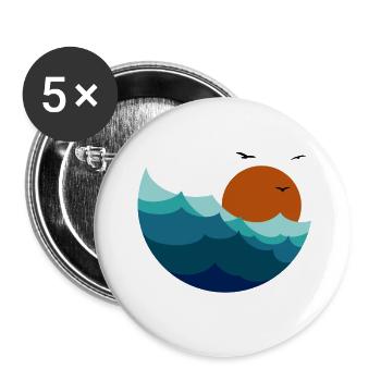 Waves Sunset - Buttons small 1''/25 mm (5-pack) - white - Front