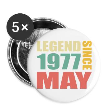 46. Geburtstag Mai Jahrgang 1977 Geschenkidee - Buttons klein 25 mm (5er Pack) - Weiß - Vorne