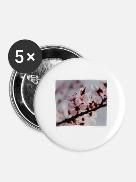 Kirschblüten & Kirschbaum - Buttons klein 25 mm (5er Pack) - Weiß
