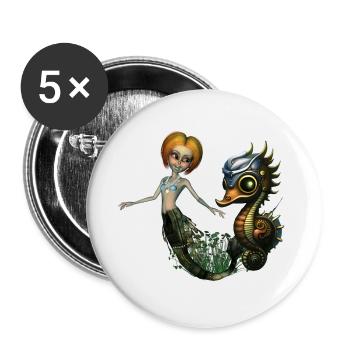 L’amitié de la sirène steampunk - Lot de 5 petits badges (25 mm) - blanc - Devant