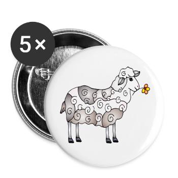 Schaf - Buttons klein 25 mm (5er Pack) - Weiß - Vorne