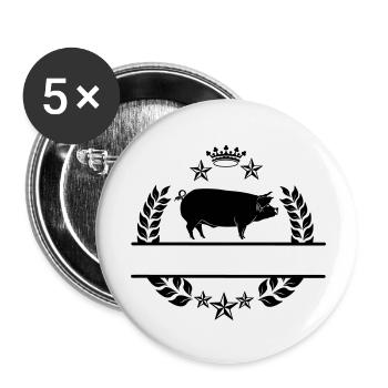 Pig in laurel wreath with stars and crown - Buttons small 1''/25 mm (5-pack) - white - Front