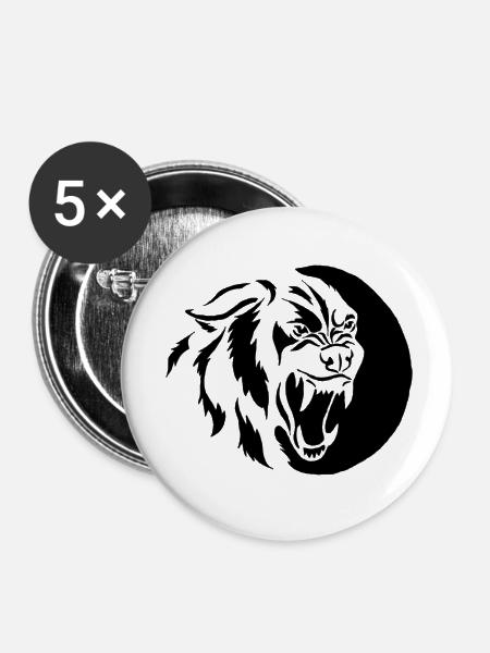 Fenrir Wolf - Buttons klein 25 mm (5er Pack) - Weiß