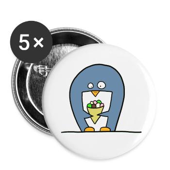 Pingouin à la crème glacée - Lot de 5 petits badges (25 mm) - blanc - Devant