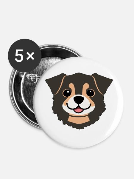 Süßer Hund - Buttons klein 25 mm (5er Pack) - Weiß
