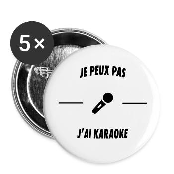 Je peux pas j'ai karaoké - Lot de 5 petits badges (25 mm) - blanc - Devant
