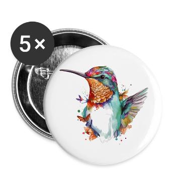Mimi der Kolibri - Buttons klein 25 mm (5er Pack) - Weiß - Vorne
