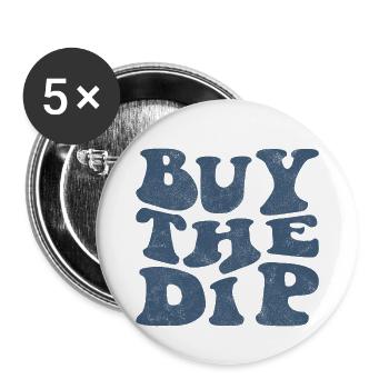 Achetez la trempette! Bleu rétro - Lot de 5 petits badges (25 mm) - blanc - Devant