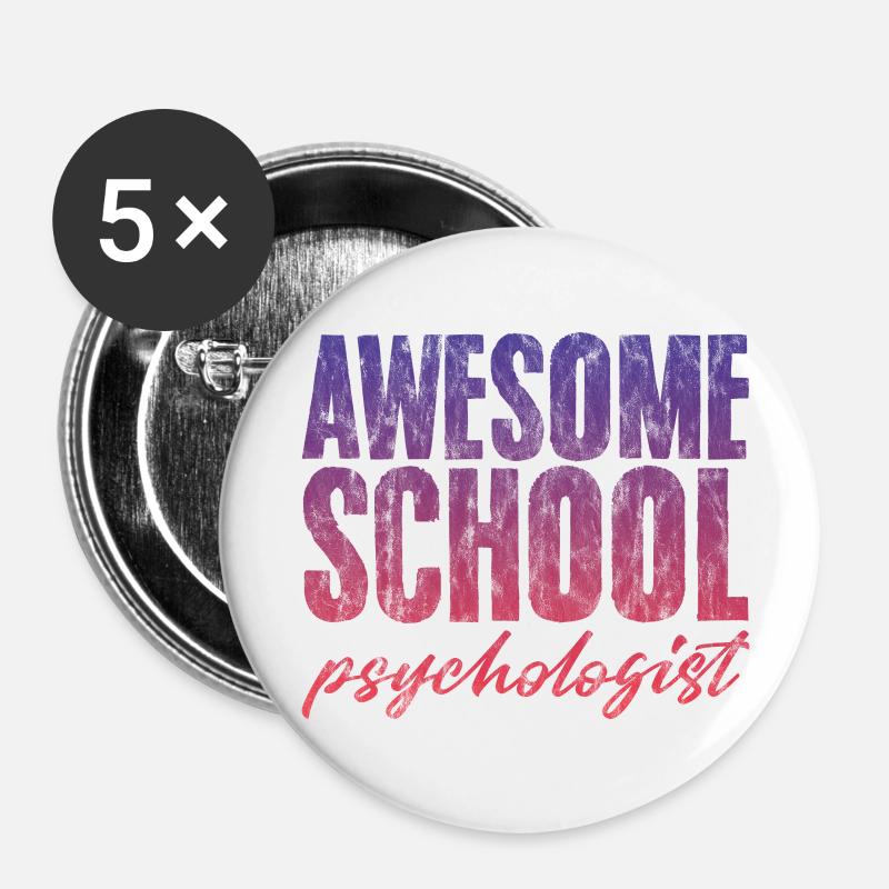 Psychologue scolaire génial 3 - Lot de 5 petits badges (25 mm) - blanc