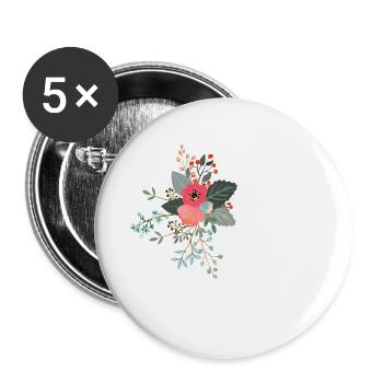 Buchstabe r blumig - Buttons klein 25 mm (5er Pack) - Weiß - Vorne