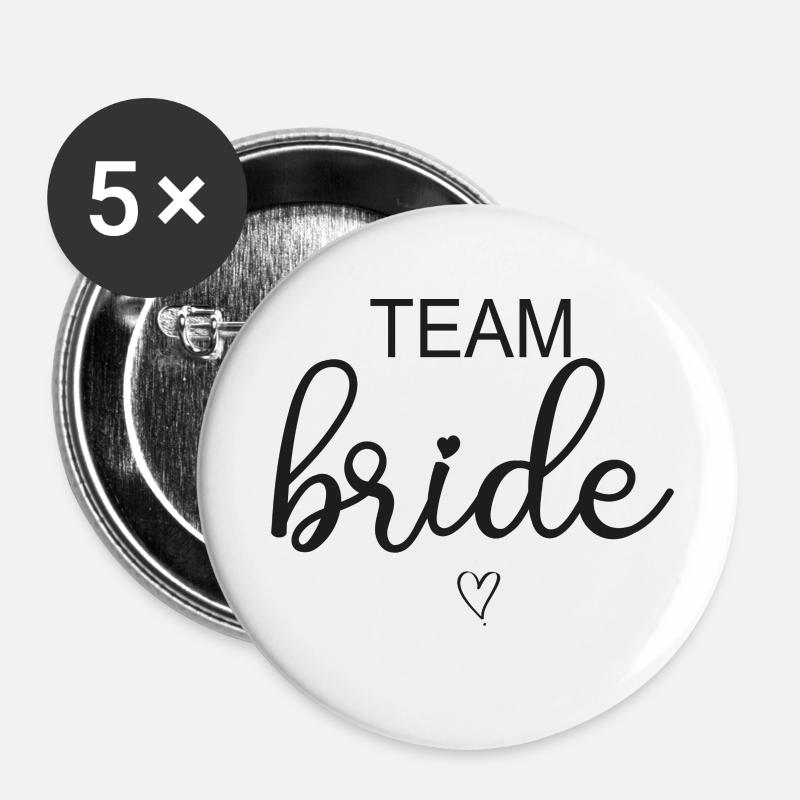 Team Bride - Buttons small 1''/25 mm (5-pack) - white