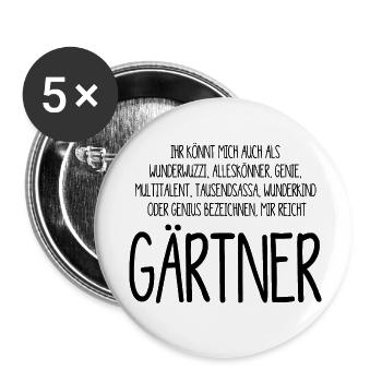 Gärtner - Alleskönner, Genie, Multitalent - Buttons klein 25 mm (5er Pack) - Weiß - Vorne