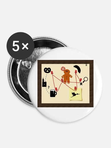 Elsässer Detektiv - Buttons klein 25 mm (5er Pack) - Weiß