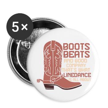 Line Dance Boots bat Good Company Country Music - Lot de 5 petits badges (25 mm) - blanc - Devant