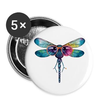Kola, die Libelle - Buttons klein 25 mm (5er Pack) - Weiß - Vorne