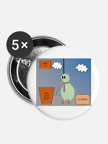 Bird Air - Buttons klein 25 mm (5er Pack) - Weiß