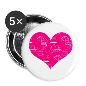 Bagger Baustelle Bauarbeiterin Mädchen I Geschenk - Buttons klein 25 mm (5er Pack) - Weiß - Vorne