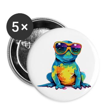 Lila the spectacled salamander - Buttons small 1''/25 mm (5-pack) - white - Front