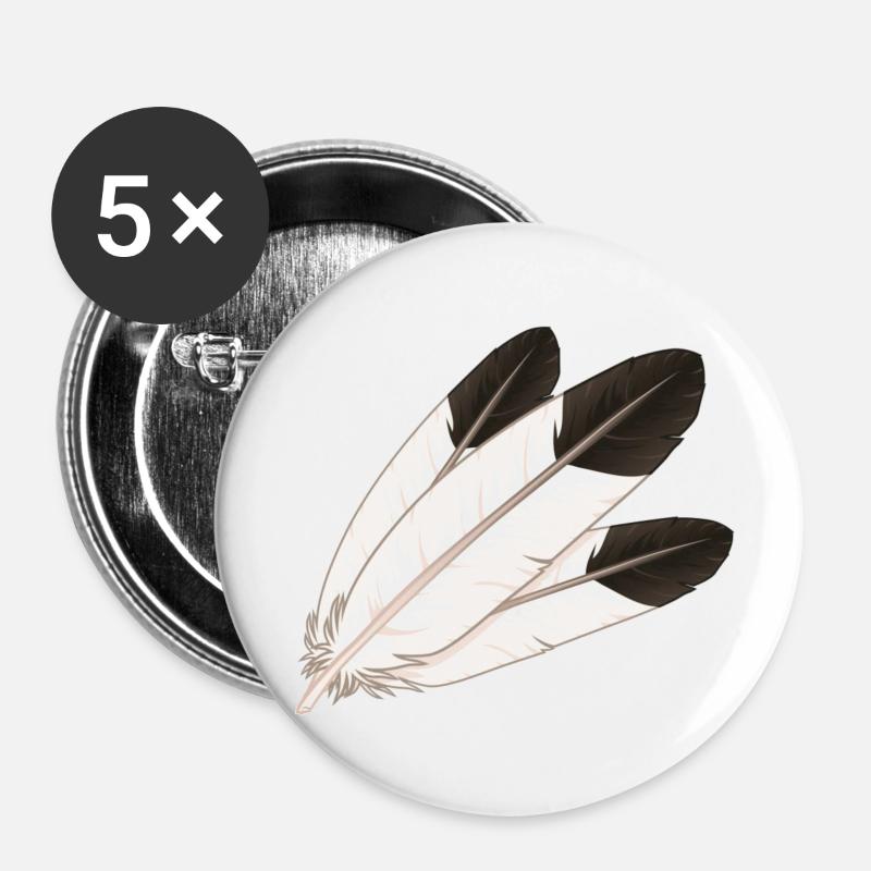 Eagle feather - Buttons small 1''/25 mm (5-pack) - white