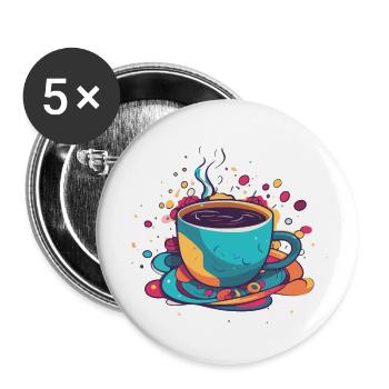 Tasse Kaffee - Buttons klein 25 mm (5er Pack) - Weiß - Vorne