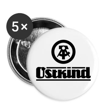 Ostkind mit DDR Logo - Buttons klein 25 mm (5er Pack) - Weiß - Vorne