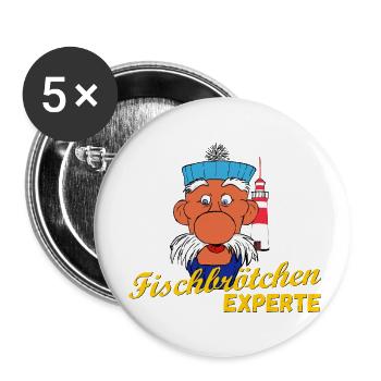 Fischbrötchen Experte - Buttons klein 25 mm (5er Pack) - Weiß - Vorne