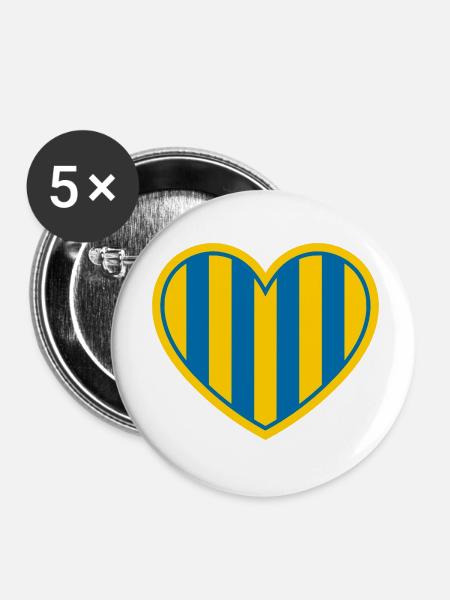 Schwedisches Herz - Buttons klein 25 mm (5er Pack) - Weiß