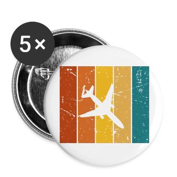 Vintage-Geschenkflugzeug - Buttons klein 25 mm (5er Pack) - Weiß - Vorne