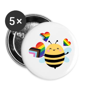 Bee Pride - Buttons klein 25 mm (5er Pack) - Weiß - Vorne