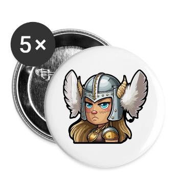 Astrid, die Kühne: Cartoon-Walküre Astrid - Buttons klein 25 mm (5er Pack) - Weiß - Vorne