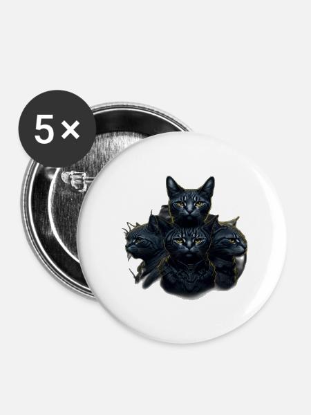 Trendige Katzen - Buttons klein 25 mm (5er Pack) - Weiß