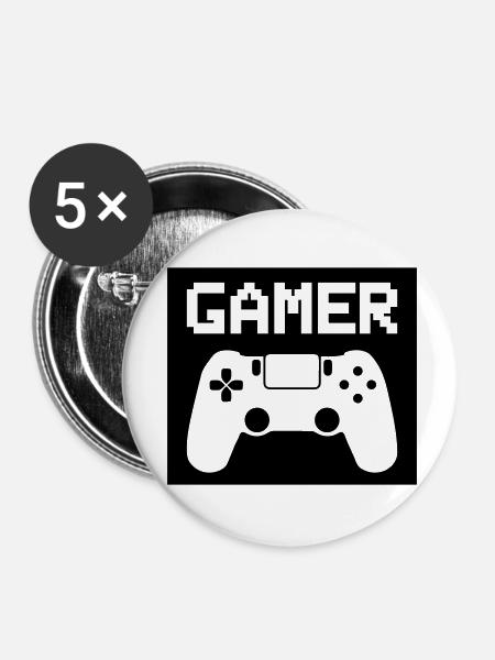 gamer - Buttons klein 25 mm (5er Pack) - Weiß