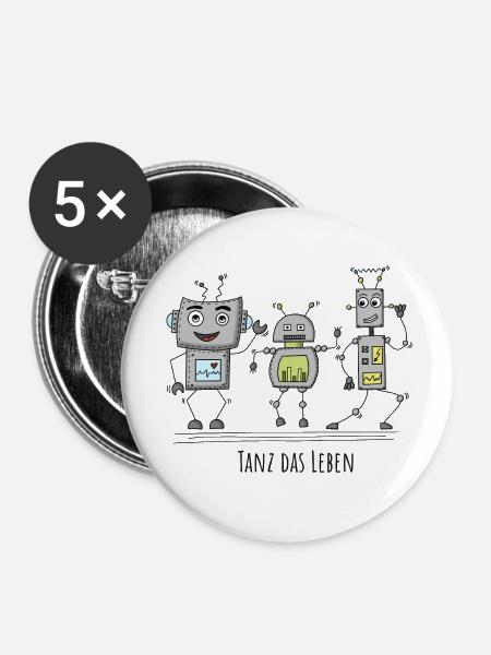 TANZ DAS LEBEN - Charlie & Friends - Buttons klein 25 mm (5er Pack) - Weiß