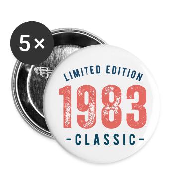 Jahrgang 1983 - Buttons klein 25 mm (5er Pack) - Weiß - Vorne