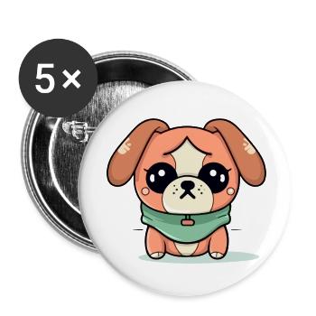 Krako le chien triste - Lot de 5 petits badges (25 mm) - blanc - Devant