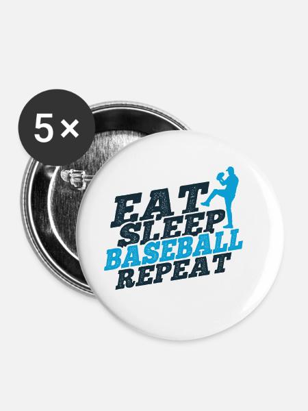 Baseball - Buttons klein 25 mm (5er Pack) - Weiß