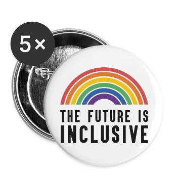 Pride Month LGBT - Die Zukunft ist inklusiv - Buttons klein 25 mm (5er Pack) - Weiß - Vorne