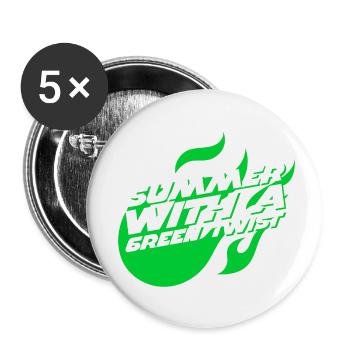 Sommer mit ökologischem Touch, grüne Ferien - Buttons klein 25 mm (5er Pack) - Weiß - Vorne