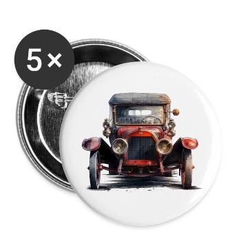 Oldtimer sind Zeugen aus vergangenen Zeiten - Buttons klein 25 mm (5er Pack) - Weiß - Vorne