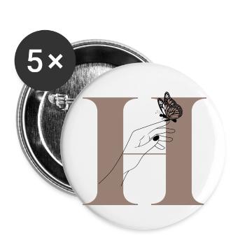 Buchstabe H Magischer Schmetterling - Buttons klein 25 mm (5er Pack) - Weiß - Vorne
