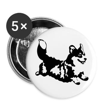 Corgi - Lot de 5 petits badges (25 mm) - blanc - Devant